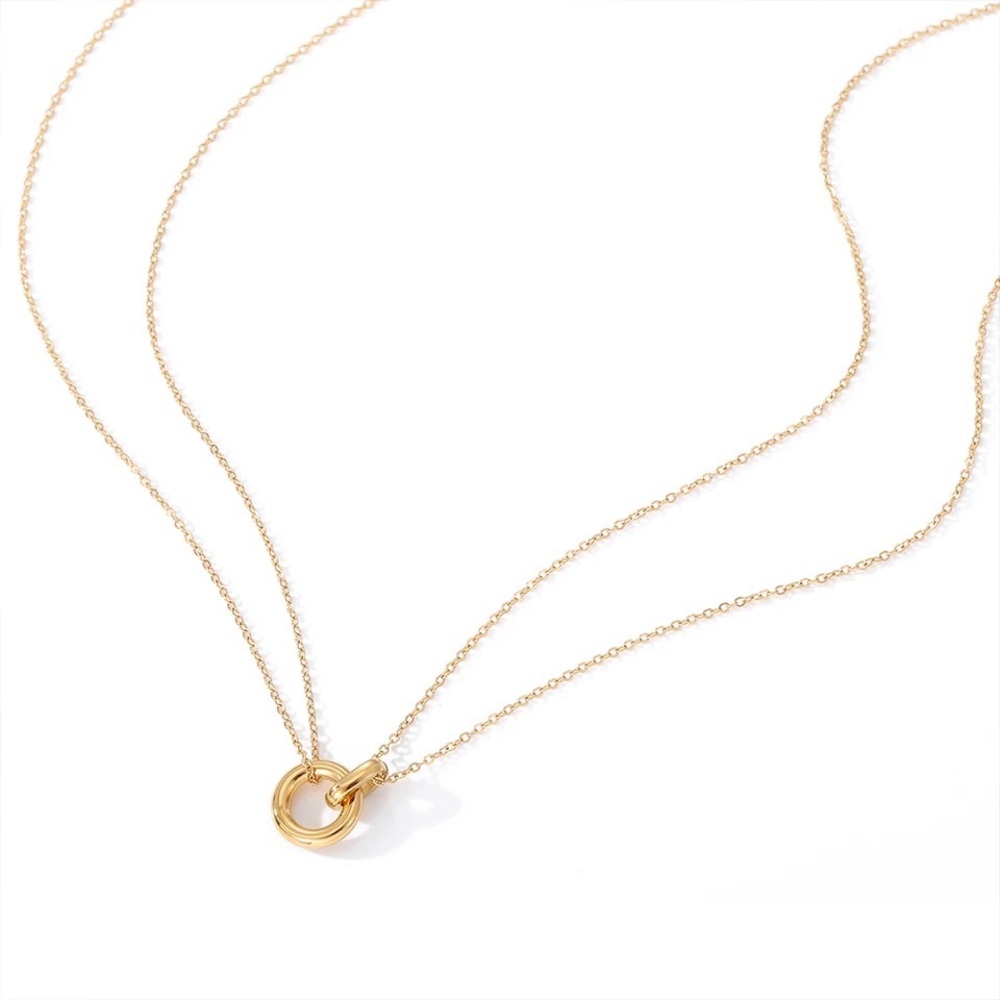 14K Gold Filled Infinity Double Circle Necklace - Picture 3 of 4